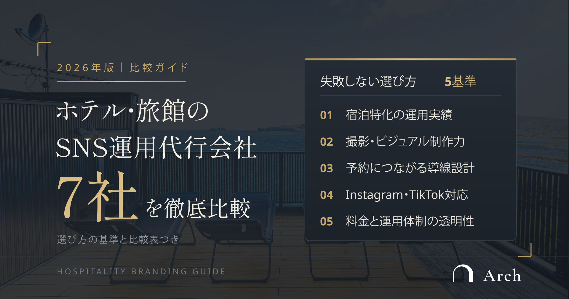 ホテル・旅館のSNS運用代行会社7社を徹底比較【2026年版】選び方の5基準と比較表